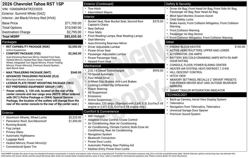 Used 2026 Chevrolet Tahoe RST w/ RST Capability Package AWD/4WD image 44