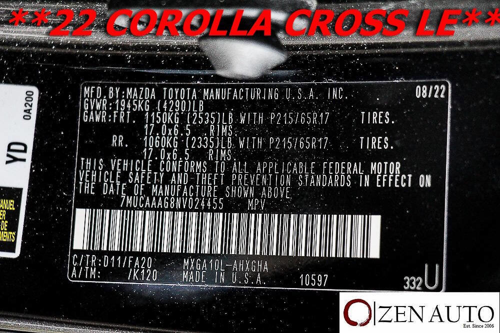 Used 2022 Toyota Corolla Cross LE w/ Black Badges Package (TMS) image 56