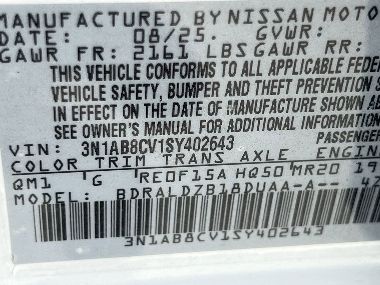 Certified 2025 Nissan Sentra SV w/ All-Weather Package FWD image 11