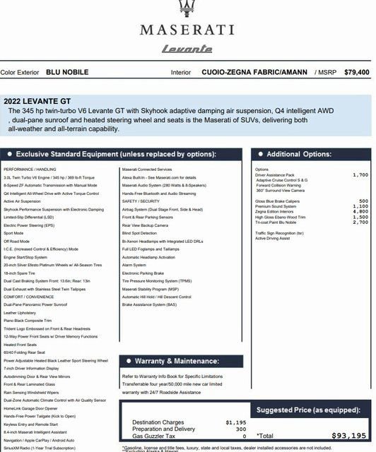Certified 2022 Maserati Levante GT image 2