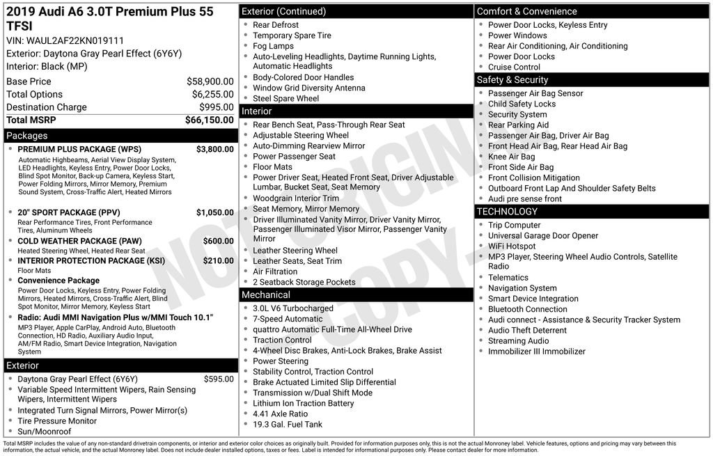 Used 2019 Audi A6 3.0T Premium Plus w/ Premium Plus Package image 2