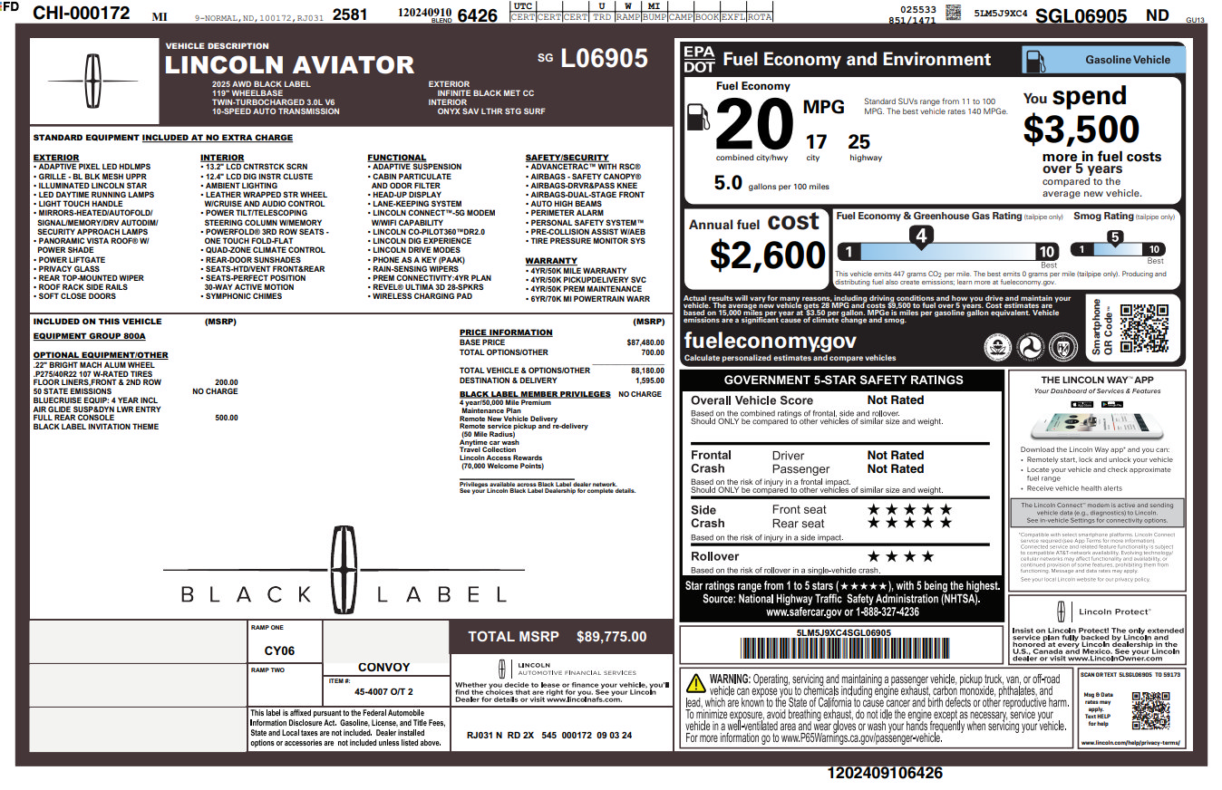 Used 2025 Lincoln Aviator Black Label AWD/4WD image 33
