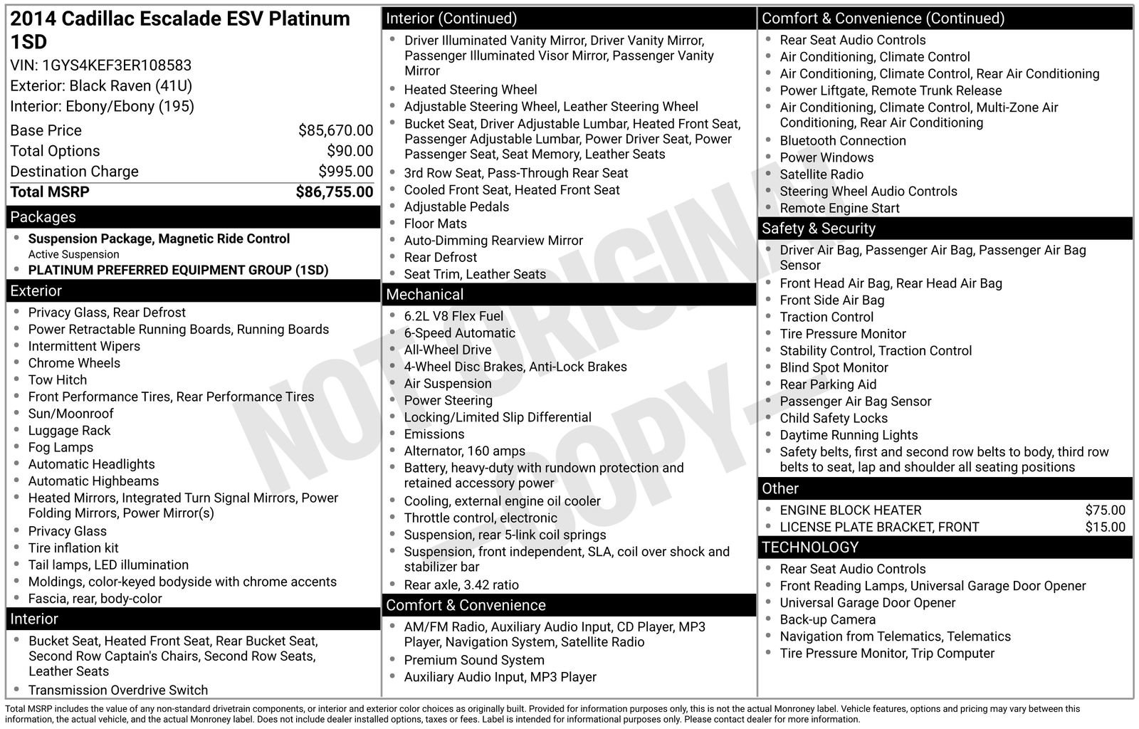 Used 2014 Cadillac Escalade ESV Platinum AWD/4WD image 82