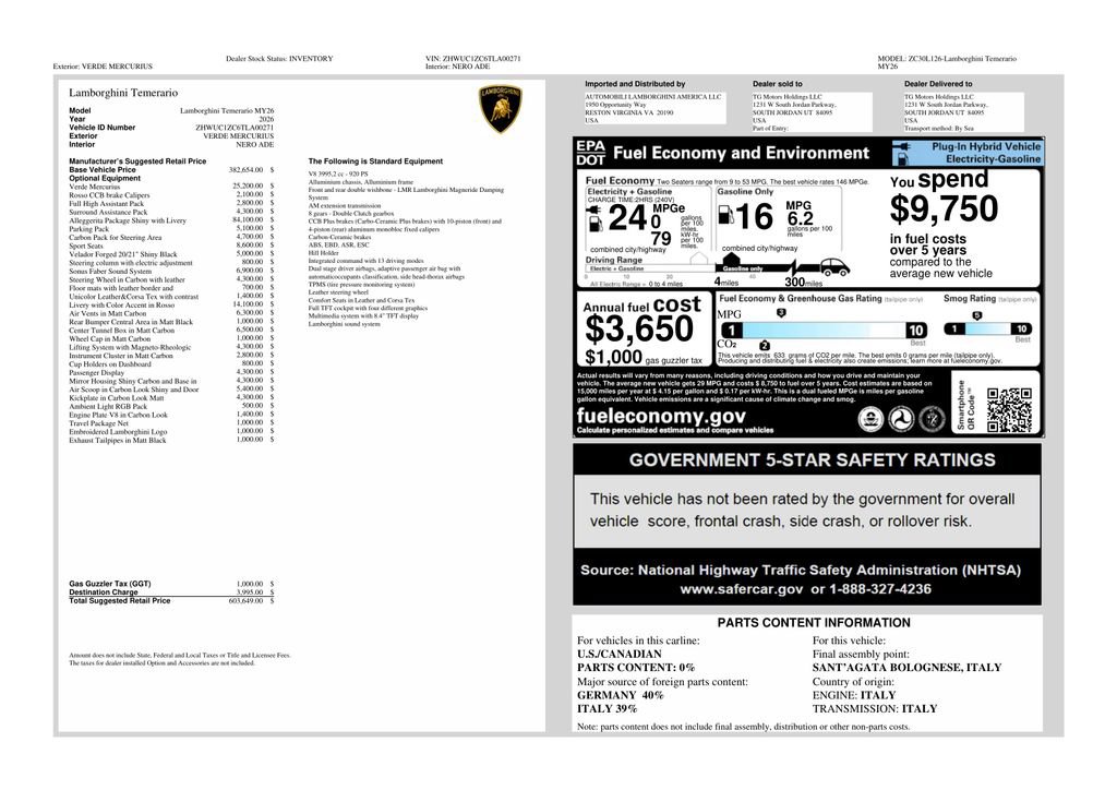 Used 2026 Lamborghini Temerario AWD/4WD image 2
