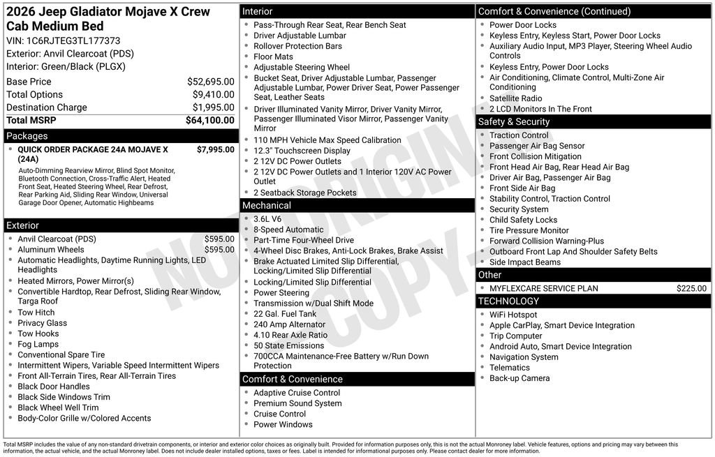 New 2026 Jeep Gladiator Mojave AWD/4WD image 45