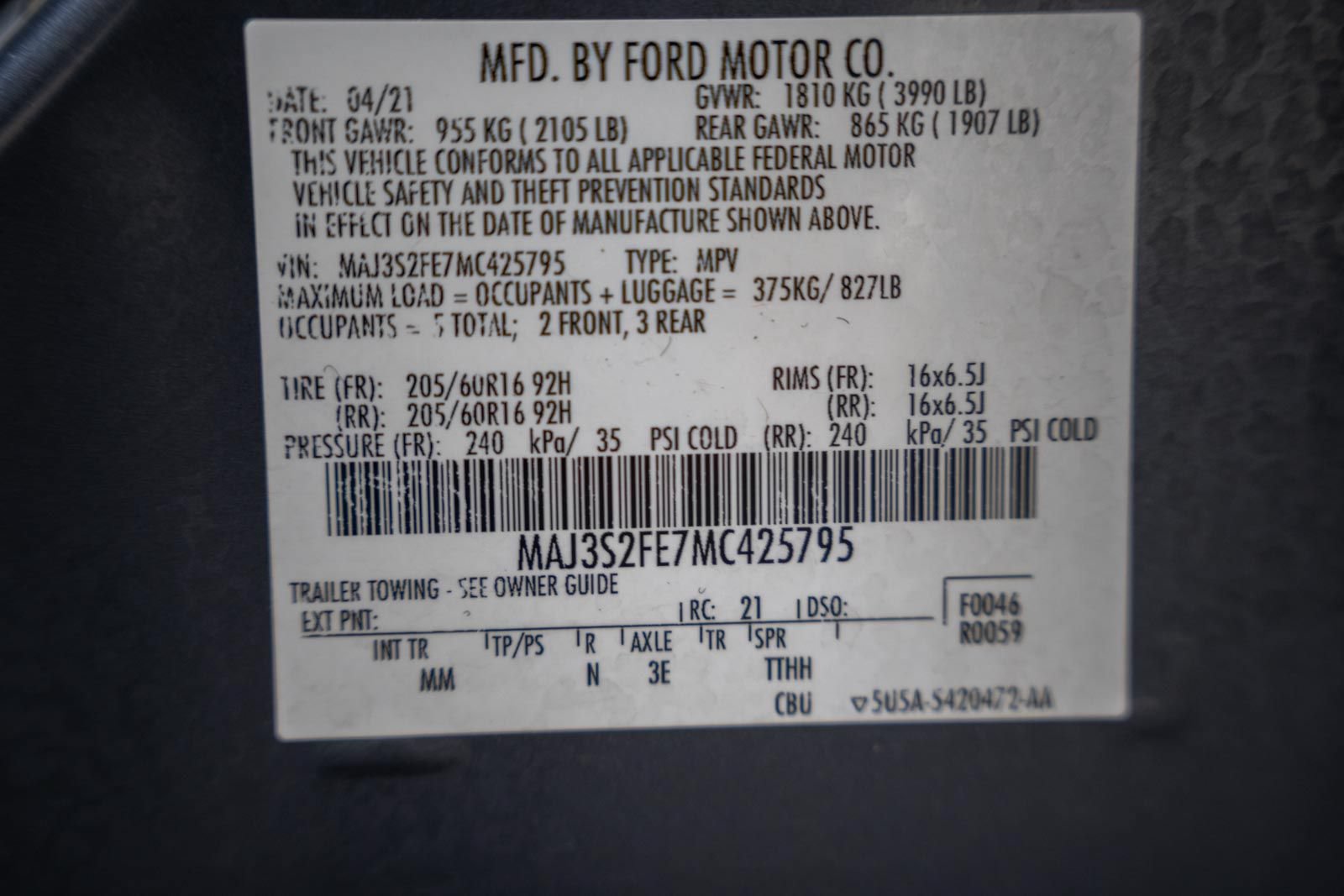 Certified 2021 Ford EcoSport S FWD image 36