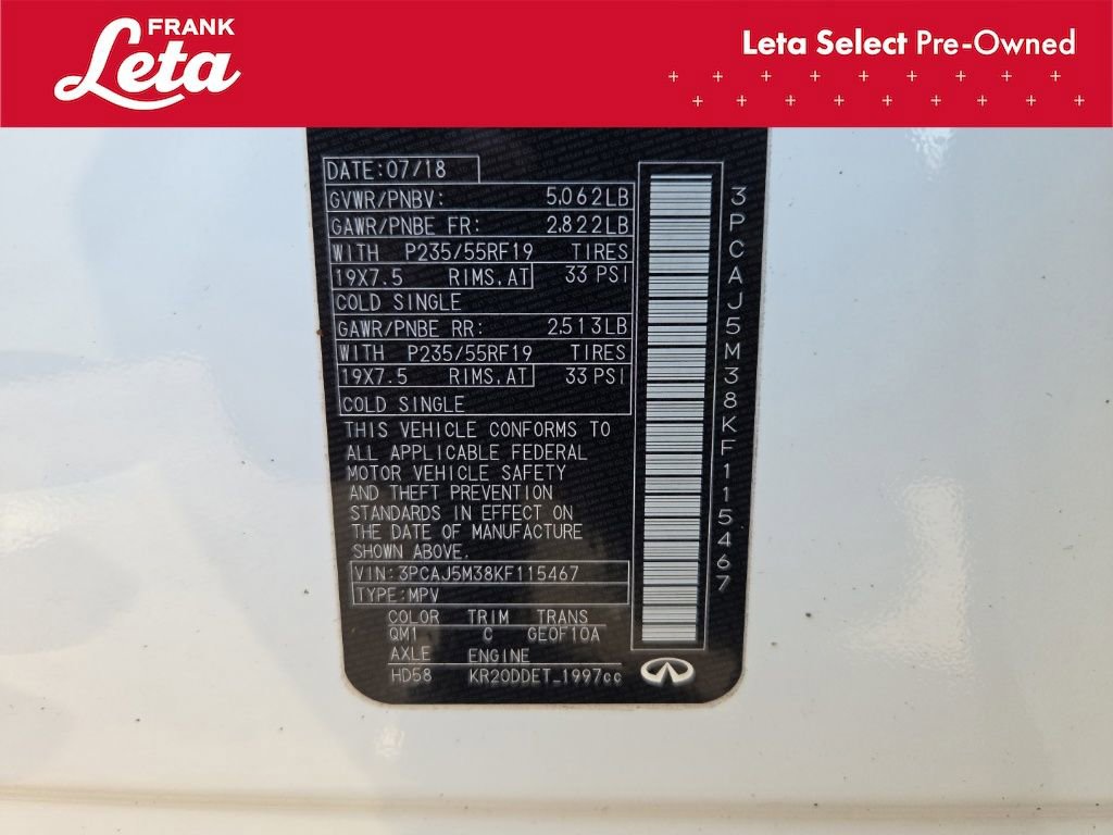 Used 2019 INFINITI QX50 Luxe w/ Cargo Package image 36