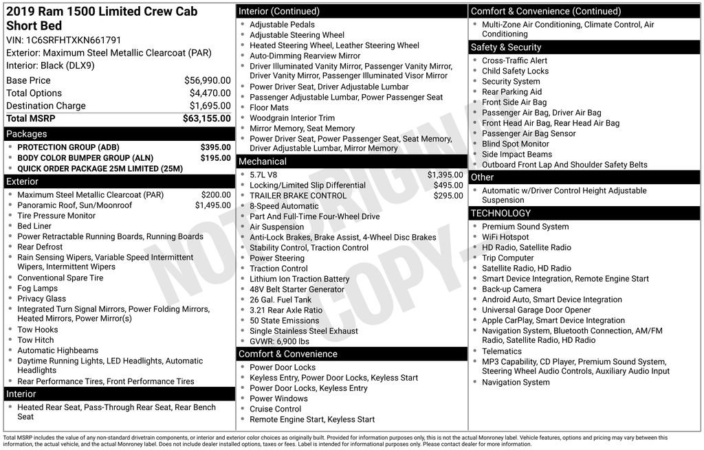 Used 2019 RAM 1500 Limited w/ Protection Group AWD/4WD image 59