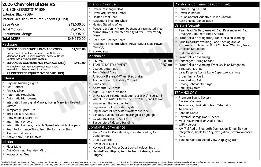 New 2026 Chevrolet Blazer RS w/ Driver Confidence II Package FWD image 35