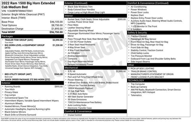 Used 2022 RAM 1500 Big Horn w/ Trailer Tow Group AWD/4WD image 25