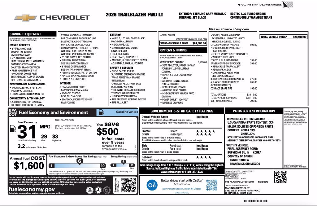 New 2026 Chevrolet TrailBlazer LT w/ Convenience Package FWD image 2