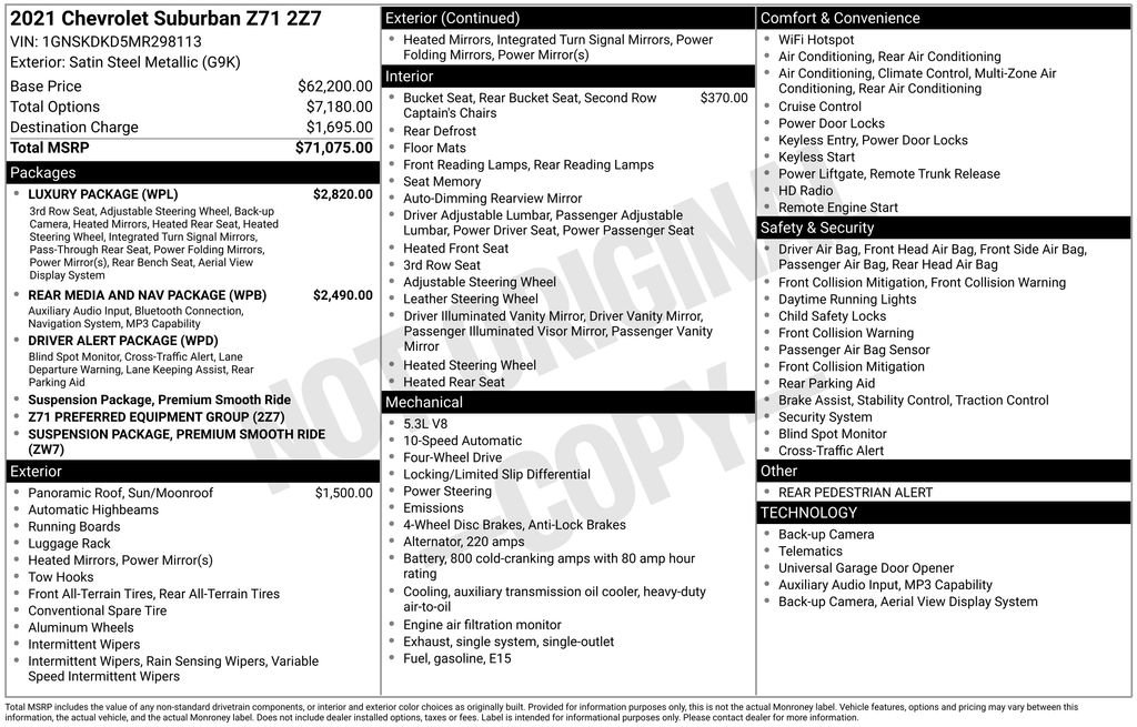 Used 2021 Chevrolet Suburban Z71 w/ Luxury Package image 3