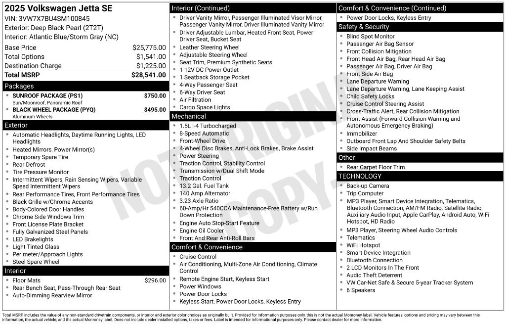 Used 2025 Volkswagen Jetta SE w/ Sunroof Package FWD image 5
