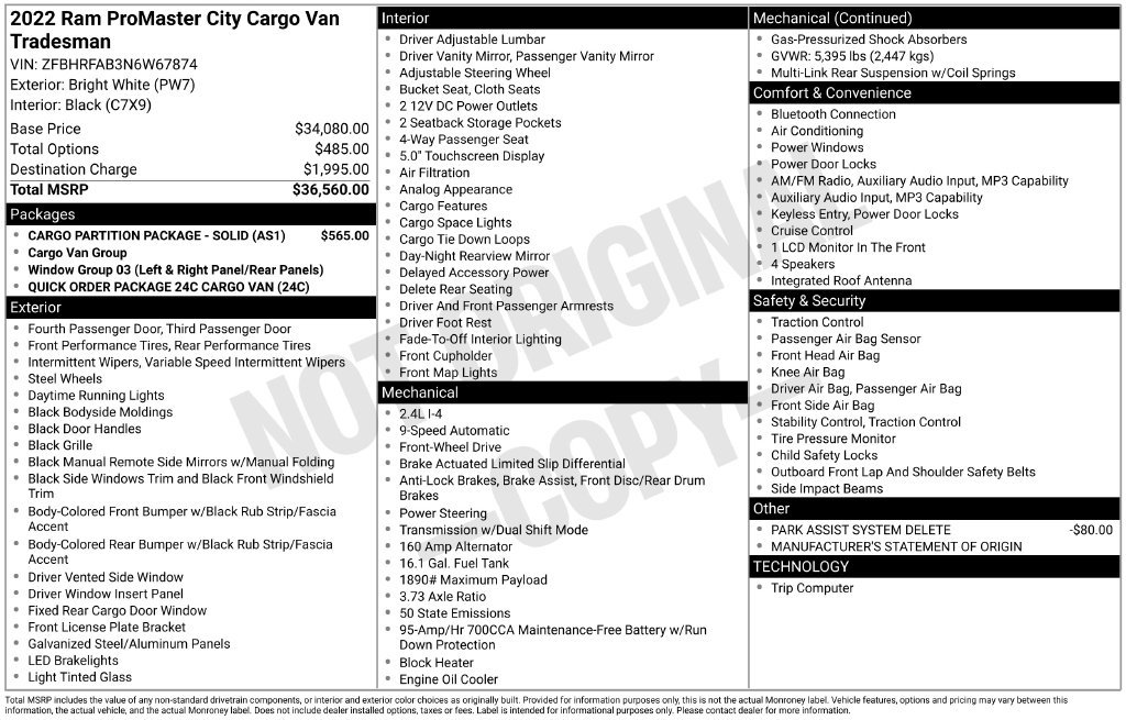 Used 2022 RAM ProMaster City Tradesman FWD image 17