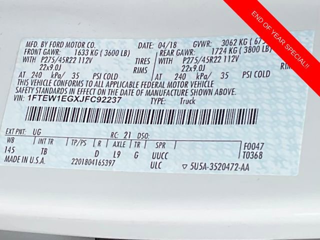 Used 2018 Ford F150 Limited w/ Trailer Tow Package image 22