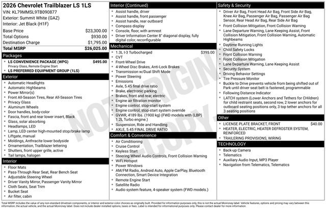 New 2026 Chevrolet TrailBlazer LS w/ LS Convenience Package image 2