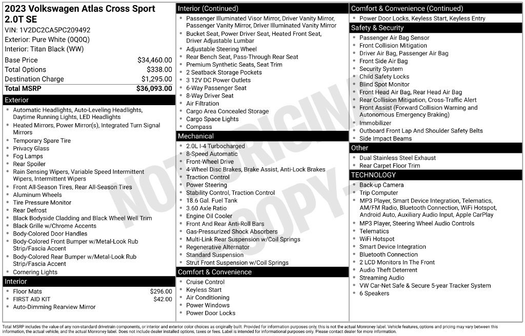 Used 2023 Volkswagen Atlas Cross Sport SE FWD image 48