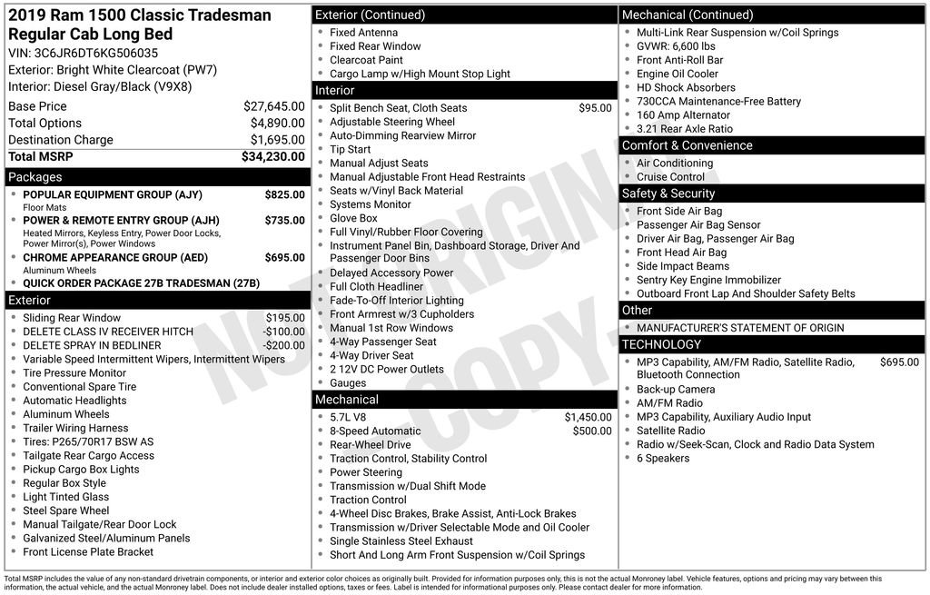 Used 2019 RAM 1500 Tradesman w/ Popular Equipment Group RWD image 2