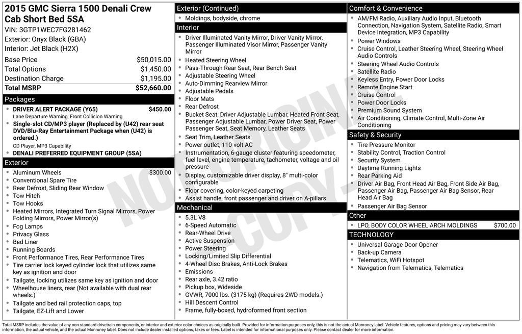 Used 2015 GMC Sierra 1500 Denali w/ Driver Alert Package RWD image 5