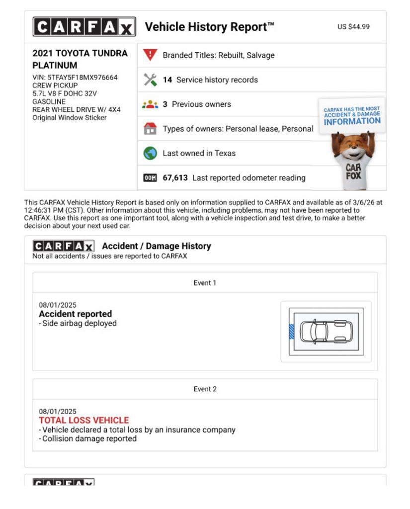 Used 2021 Toyota Tundra Platinum AWD/4WD image 2