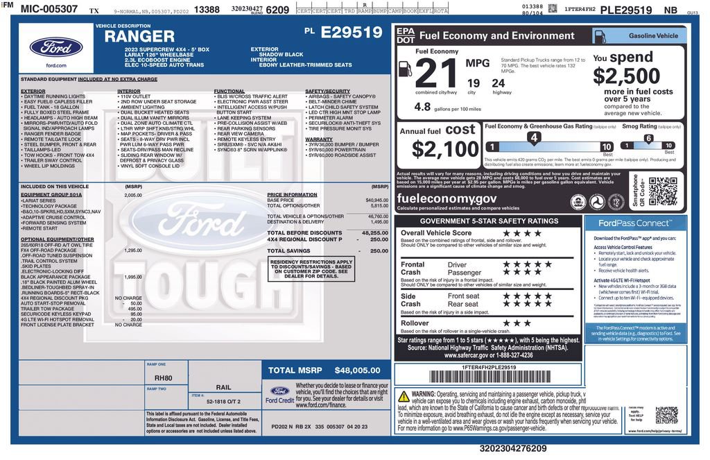 Used 2023 Ford Ranger Lariat w/ Equipment Group 501A High AWD/4WD image 11