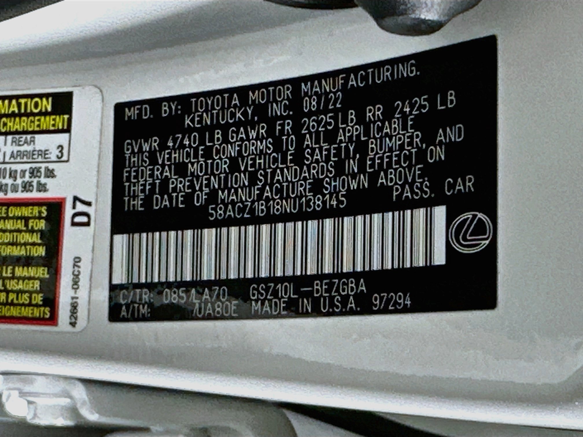 Used 2022 Lexus ES 350 w/ Accessory Package FWD image 12