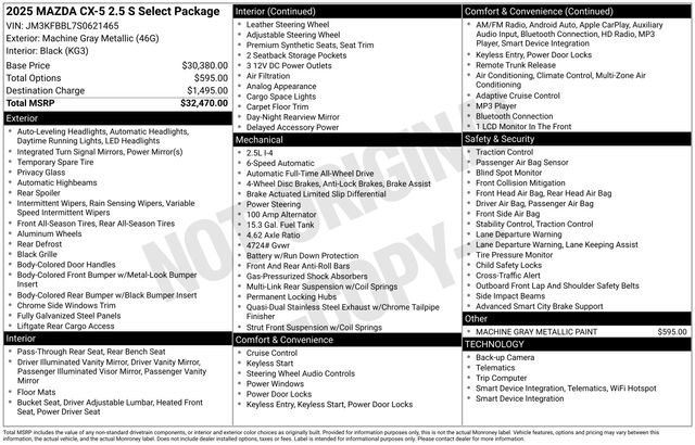 Used 2025 MAZDA CX-5 AWD 2.5 S w/ Select Package image 4