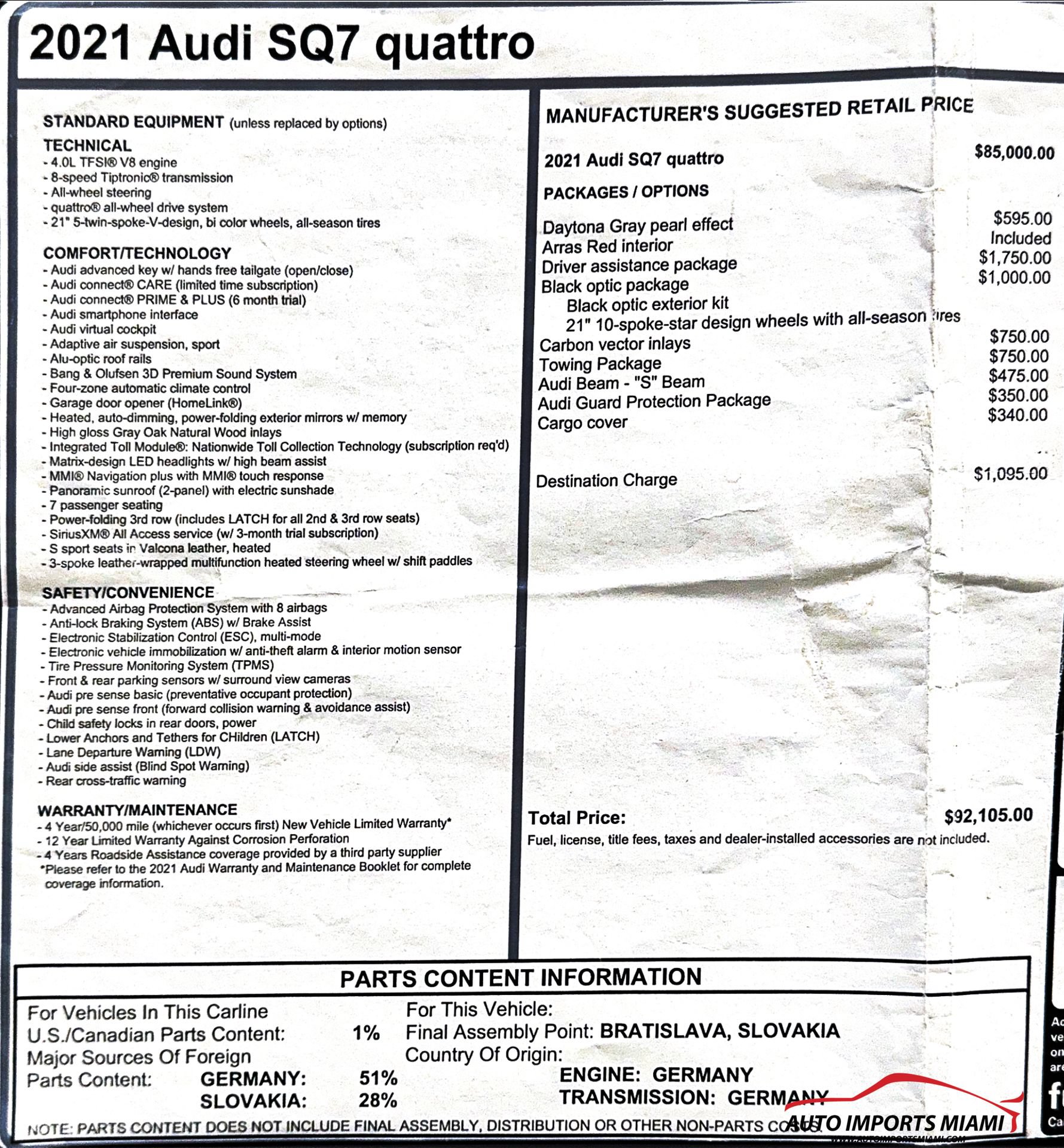 Used 2021 Audi SQ7 Premium Plus w/ Driver Assistance Package AWD/4WD image 81