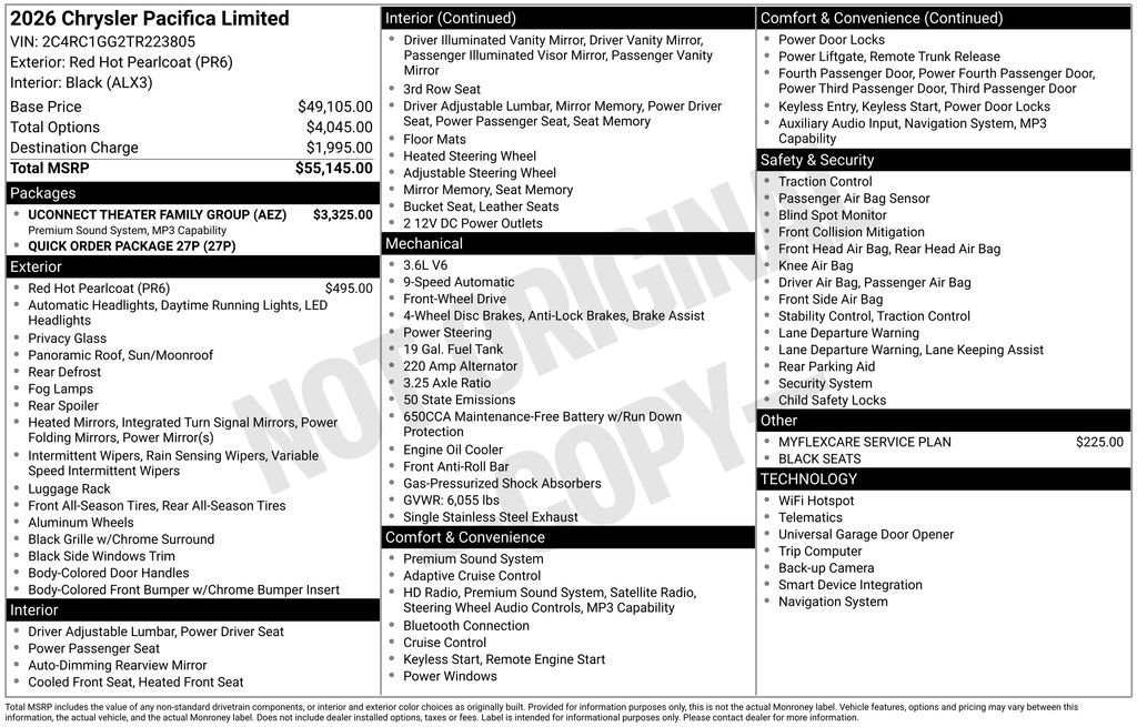 New 2026 Chrysler Pacifica Limited w/ Uconnect Theater Family Group image 3