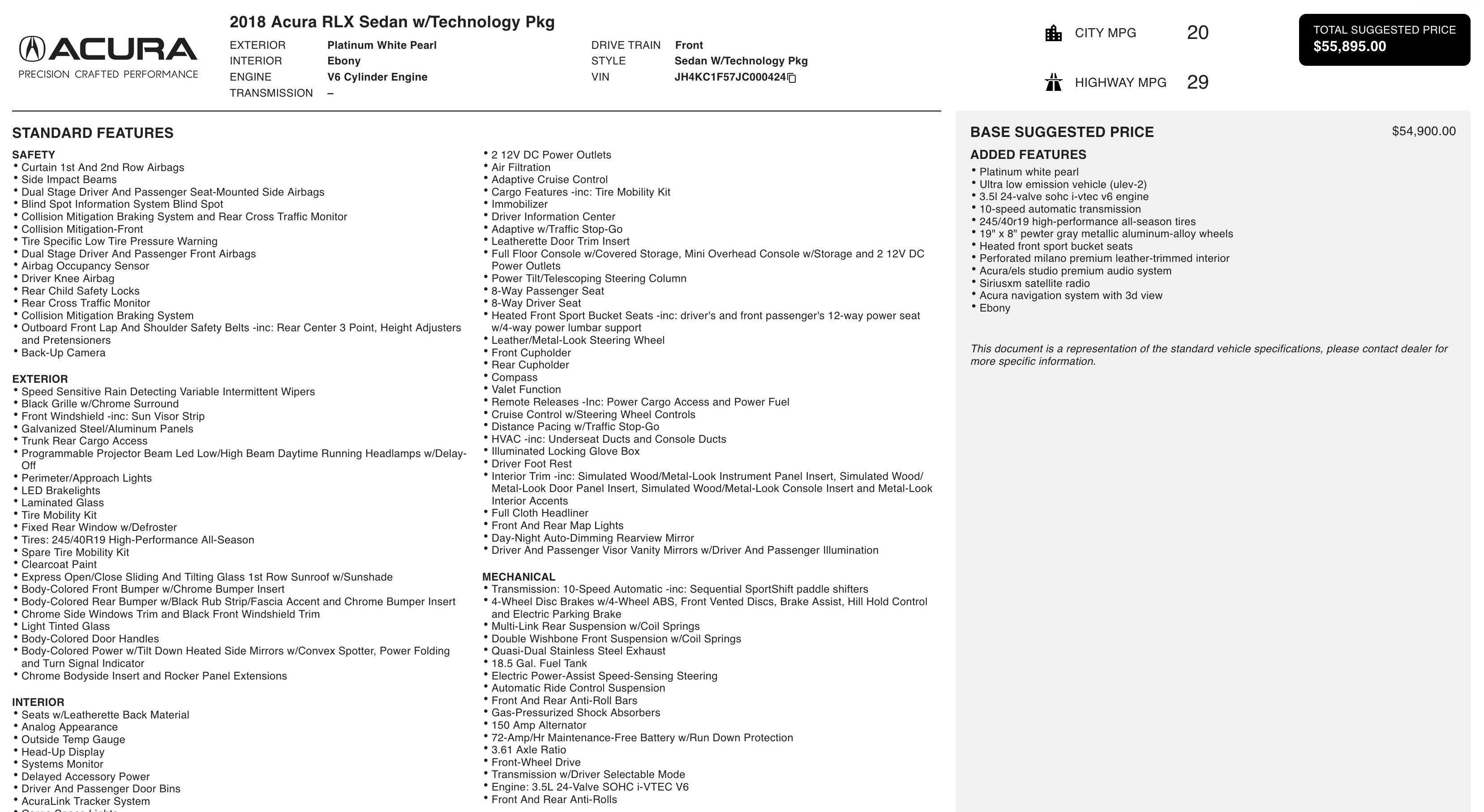 Used 2018 Acura RLX w/ Technology Package image 3