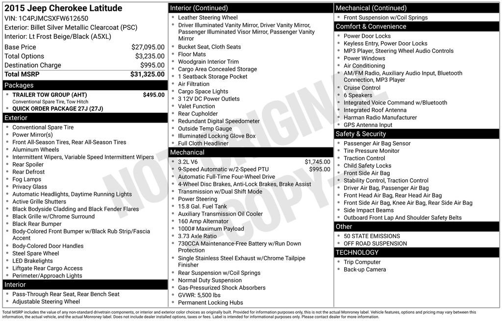 Used 2015 Jeep Cherokee Latitude w/ Trailer Tow Group AWD/4WD image 5