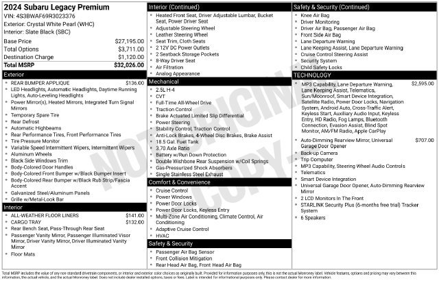 Certified 2024 Subaru Legacy Premium AWD/4WD image 24