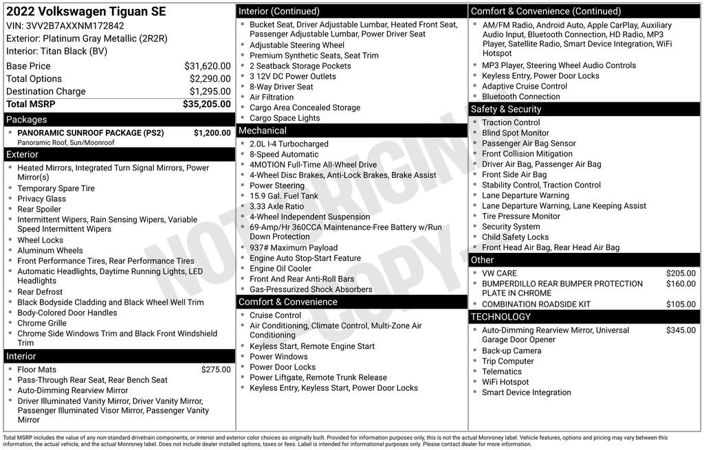 Used 2022 Volkswagen Tiguan SE w/ Panoramic Sunroof Package image 5