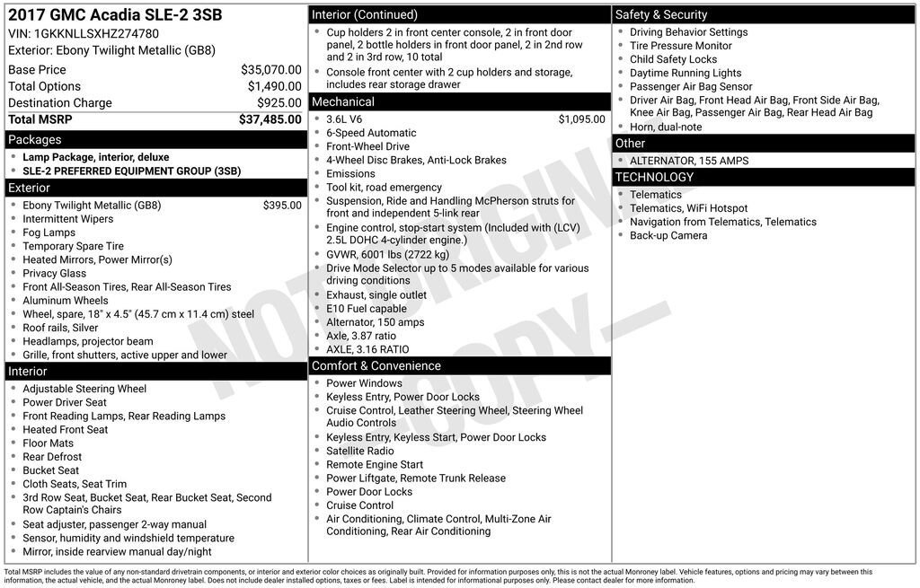 Certified 2017 GMC Acadia SLE FWD image 11
