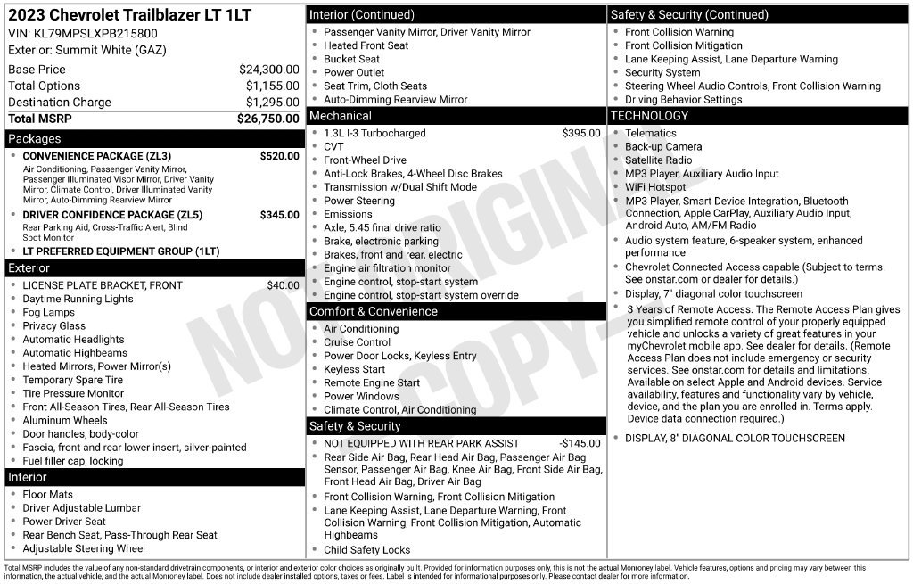 Used 2023 Chevrolet TrailBlazer LT w/ Convenience Package FWD image 39