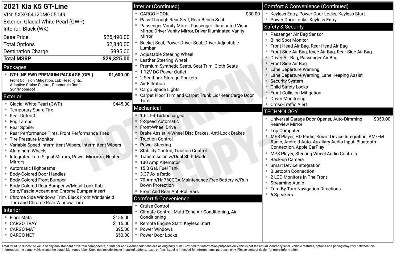 Used 2021 Kia K5 GT-Line w/ GT-Line FWD Premium Package image 30