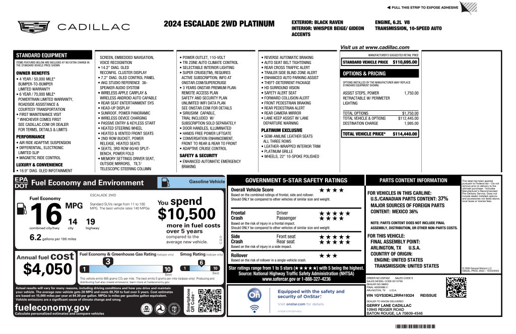 Used 2024 Cadillac Escalade Premium Luxury Platinum RWD image 63