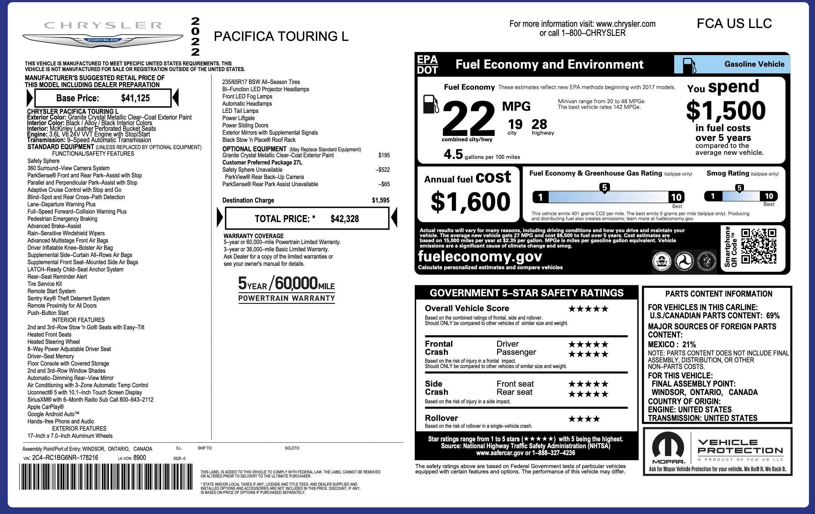 Used 2022 Chrysler Pacifica Touring-L FWD image 4