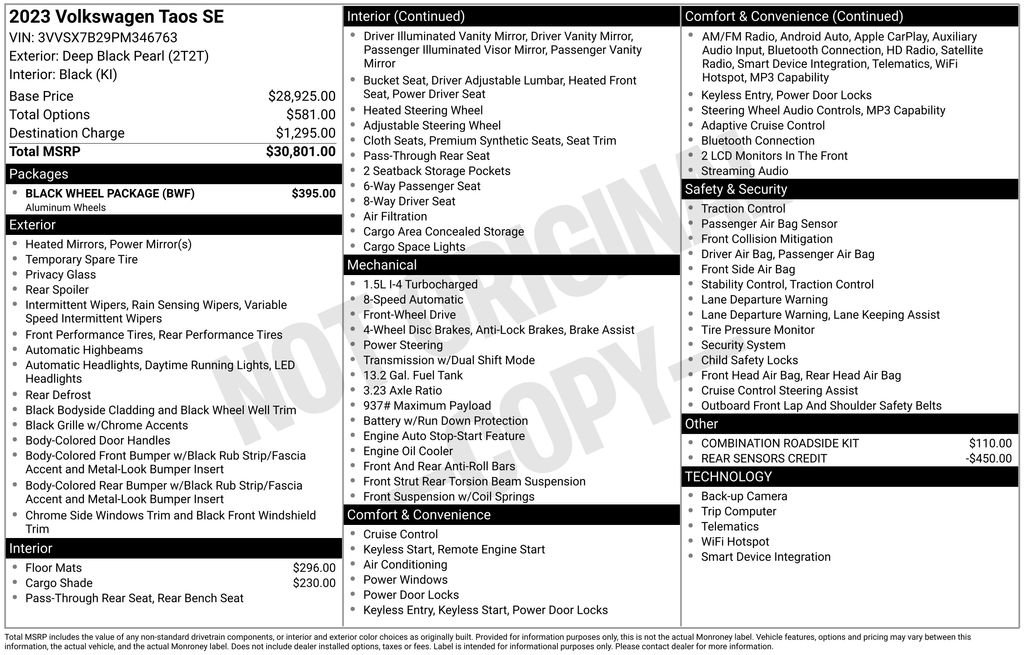 Used 2023 Volkswagen Taos SE w/ Black Wheel Package image 10