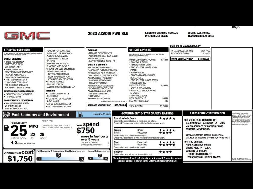 Used 2023 GMC Acadia SLE w/ Driver Convenience Package image 3