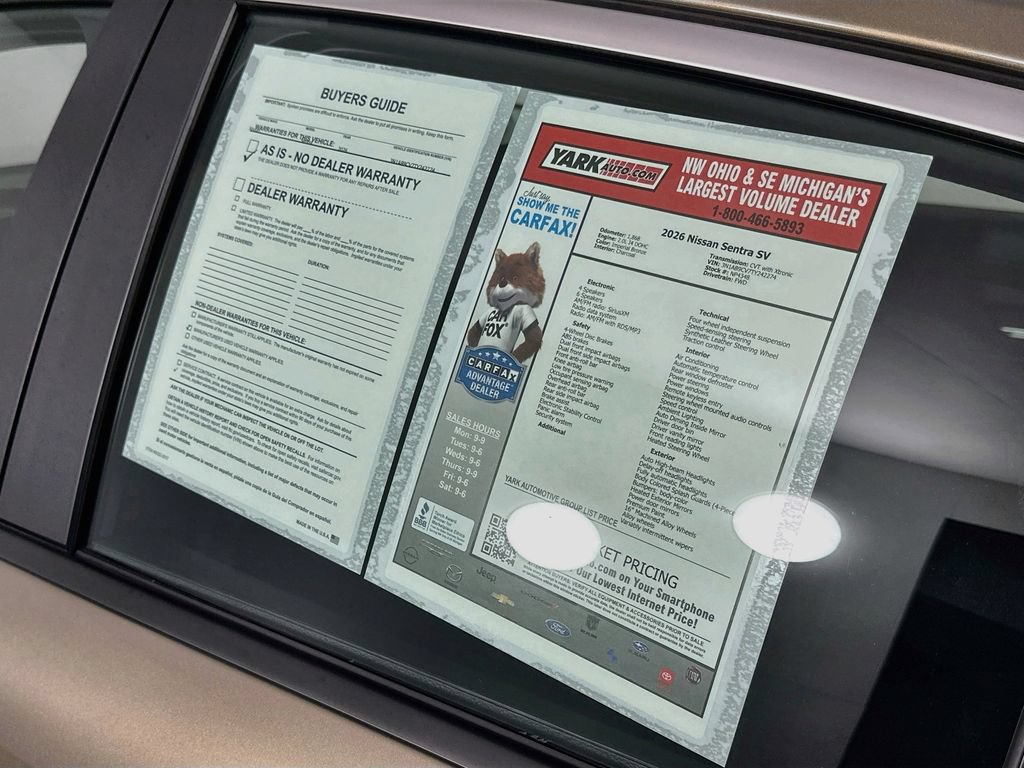 Certified 2026 Nissan Sentra SV w/ SV Convenience Package FWD image 13