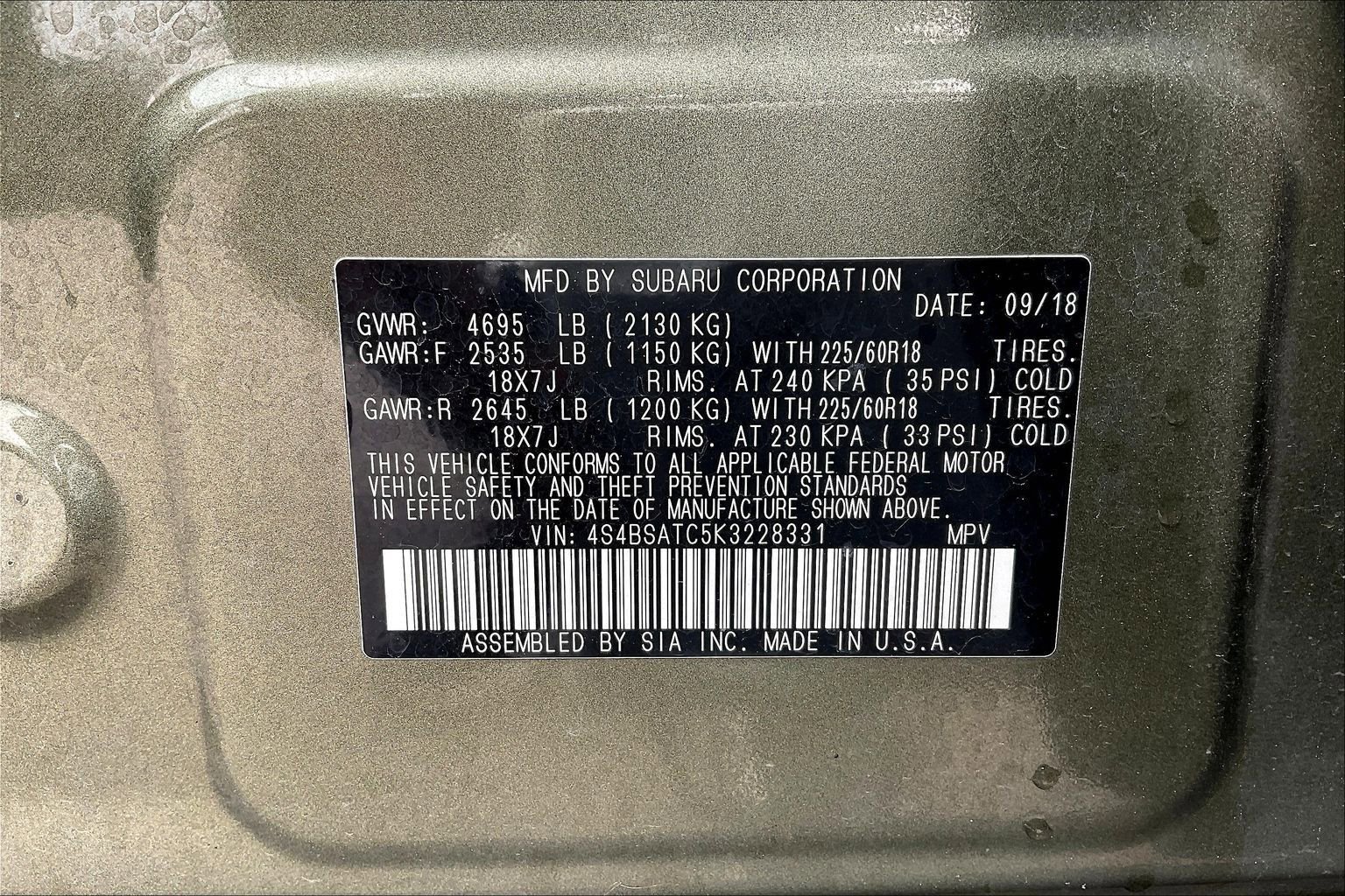 Used 2019 Subaru Outback 2.5i Touring w/ Popular Package #3A image 33