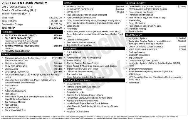 Certified 2025 Lexus NX 350h AWD w/ Accessory Package (2T) image 13