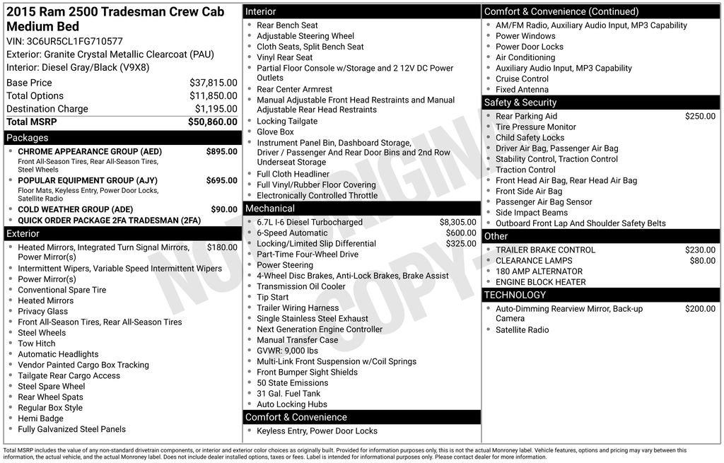 Used 2015 RAM 2500 Tradesman w/ Chrome Appearance Group image 6