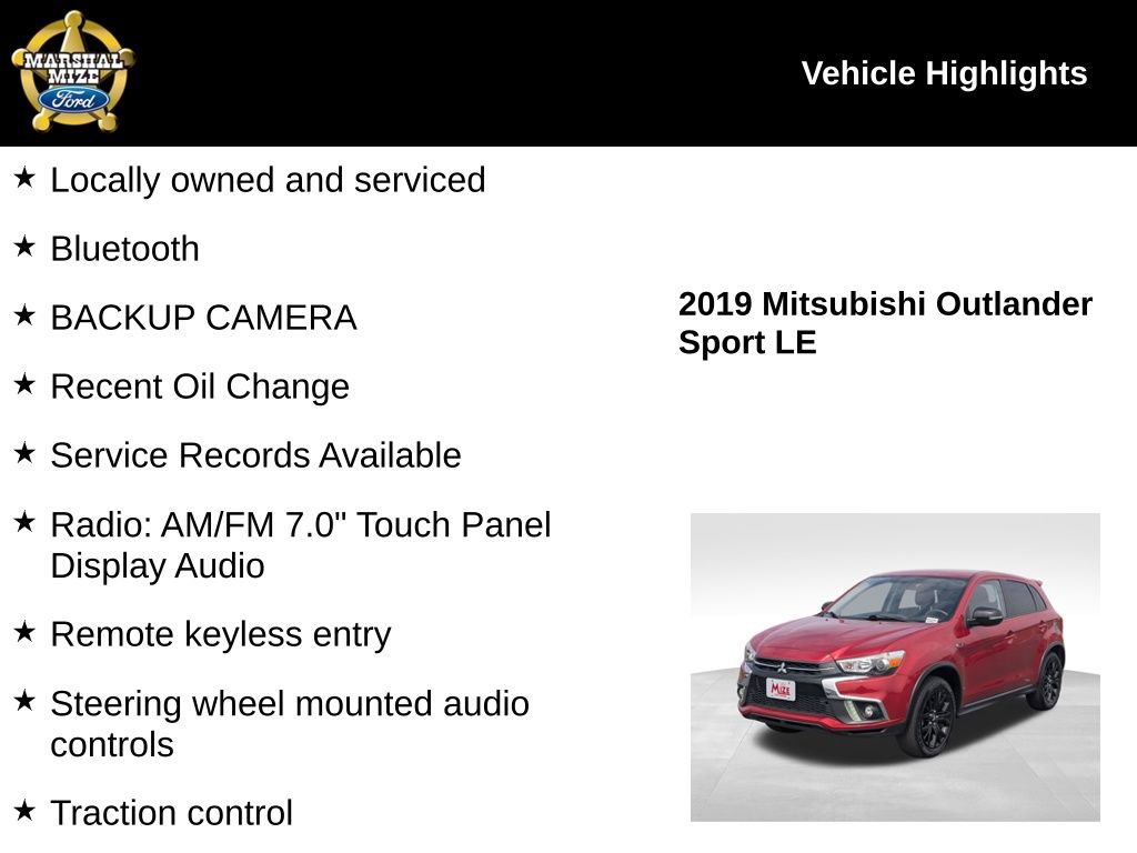 Used 2019 Mitsubishi Outlander Sport LE image 2