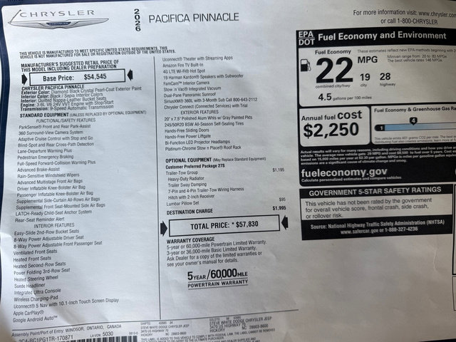 New 2026 Chrysler Pacifica Pinnacle w/ Trailer Tow Group image 40