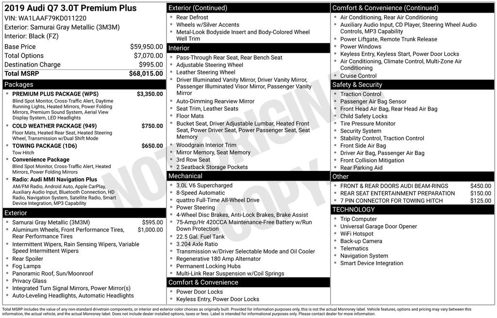 Used 2019 Audi Q7 3.0T Premium Plus w/ Premium Plus Package AWD/4WD image 30