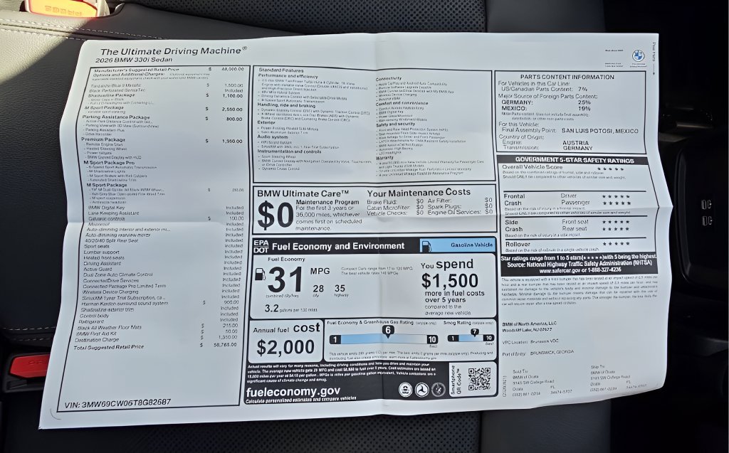 New 2026 BMW 330i Sedan w/ M Sport Package RWD image 23