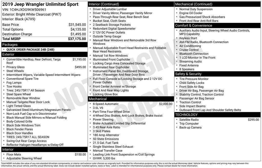 Used 2019 Jeep Wrangler Unlimited Sport image 6