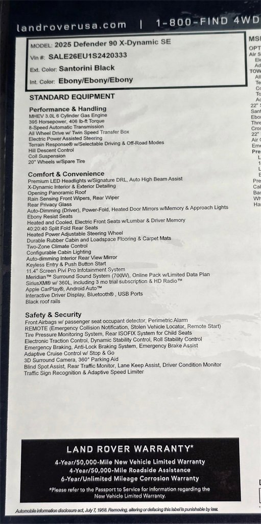 New 2025 Land Rover Defender 90 X-Dynamic SE image 30